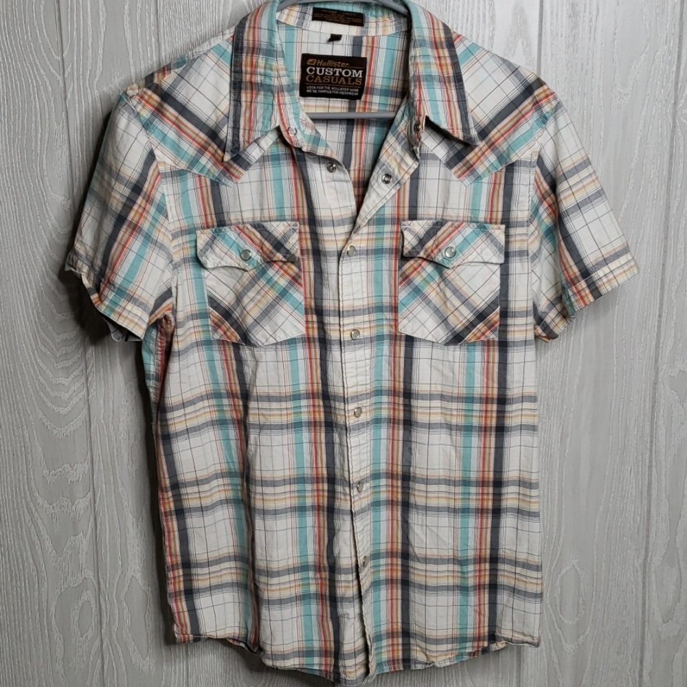 Hollister Womens Large Short Sleeve Button Up